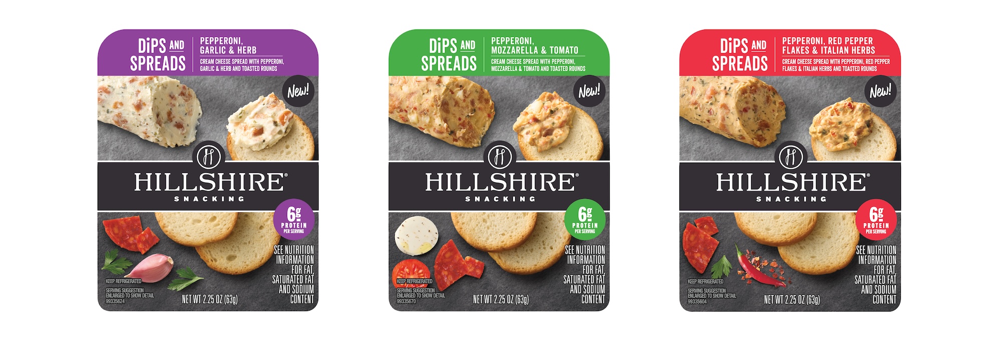 Hillshire Snacking Dips & Spreads - three flavors premium protein snack 
